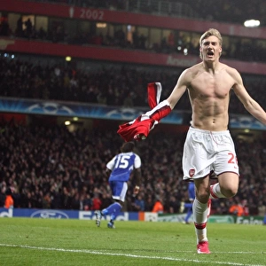 Nicklas Bendnter celebrates scoring the Arsenal goal