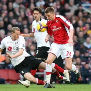 Nicklas Bendtner (Arsenal) Clint Dempsey and Brede Hangeland (Fulham) Nicklas Bendtner (Arsenal) Clint Dempsey and Brede Hangeland (Fulham)