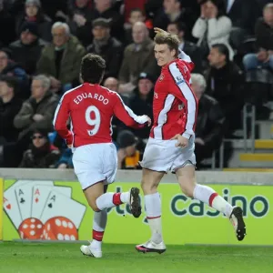 Nicklas Bendtner celebrates scoring the 2nd Arsenal goal with Eduardo. Hull City 1 Nicklas Bendtner celebrates scoring the 2nd Arsenal goal with Eduardo. Hull City 1