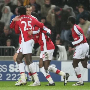 Nicklas Bendtner celebrates scoring the 3rd Arsenal