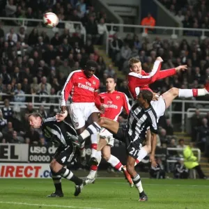 Nicklas Bendtner heads over Newcastle goalkeeper Steve Nicklas Bendtner heads over Newcastle goalkeeper Steve