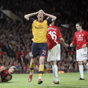 Nicklas Bendtner's Disappointment: Arsenal Trail Manchester United in UEFA Champions League Semi-Final