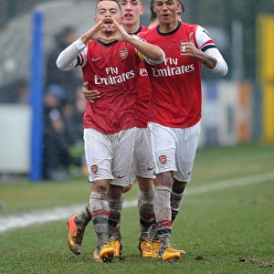 Nico Yennaris and Martin Angha Celebrate Goal for Arsenal U19 against Inter Milan U19 in NextGen Series, Milan 2013