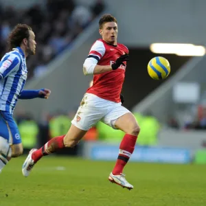 Olivier Giroud (Arsenal) Inigo Calderon (Brighton). Brighton & Hove Albion 2: 3 Arsenal