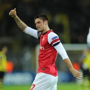 Olivier Giroud Celebrates with Arsenal Fans after Borussia Dortmund Clash (2013-14)