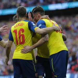 Olivier Giroud celebrates scoring Arsenals 4th goal. Arsenal 4: 0 Aston Villa