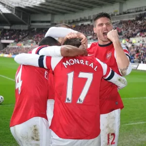 Olivier Giroud and Nacho Monreal Celebrate Arsenal's Goal Against Swansea City Olivier Giroud and Nacho Monreal Celebrate Arsenal's Goal Against Swansea City