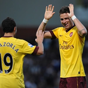 Olivier Giroud and Santi Cazorla Celebrate Arsenal's First Goal Against West Ham United (2012-13)