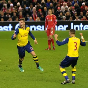 Olivier Giroud Scores Arsenal's Second Goal: Liverpool vs Arsenal, Premier League 2014/15 Olivier Giroud Scores Arsenal's Second Goal: Liverpool vs Arsenal, Premier League 2014/15