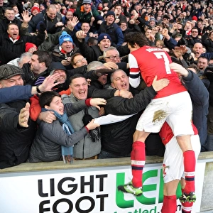Olivier Giroud and Tomas Rosicky Celebrate with Fans: Arsenal's FA Cup Victory over Brighton & Hove Albion (2013)