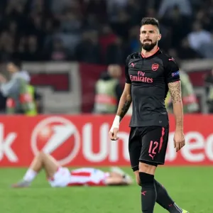 Olivier Giroud's Emotional Reaction: Arsenal vs. Red Star Belgrade, Europa League 2017-18