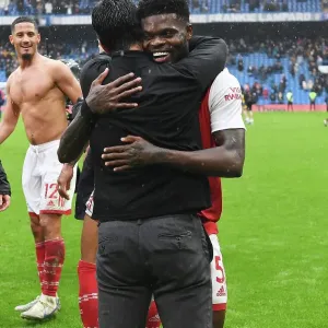 Print of Mikel Arteta and Thomas Partey's Emotional Reunion Print of Mikel Arteta and Thomas Partey's Emotional Reunion