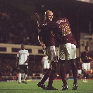 Pascal Cygan celebrates scoring his 2nd and Arsenals 4th goal with Kolo Toure