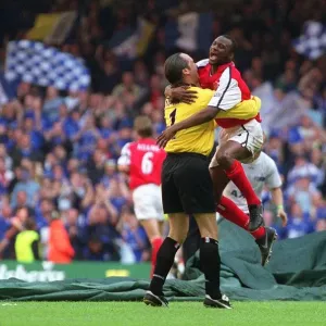 Patrick Vieira and David Seaman celebrate after the final whistle Patrick Vieira and David Seaman celebrate after the final whistle