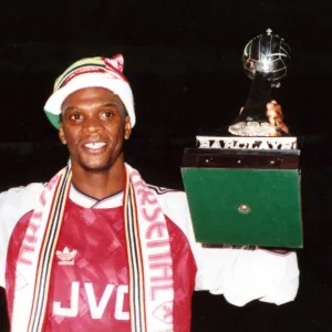 Paul Davis with the League Championship Trophy. Arsenal v Manchester United