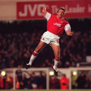 Paul Merson (Arsenal) celebrates scoring a goal