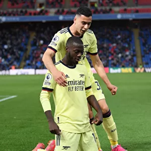 Pepe and Martinelli Celebrate Arsenal's Win Against Crystal Palace (2020-21)