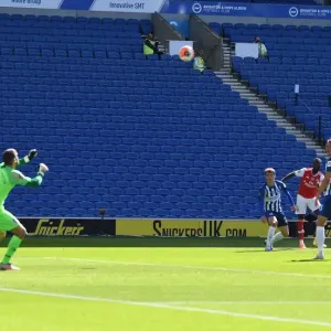 Pepe Scores the Lone Goal: Brighton vs. Arsenal in Empty Premier League Stadium (2020)