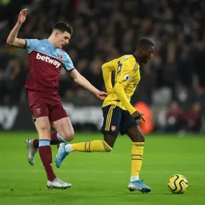 Pepe vs Rice: A Premier League Battle - Arsenal's Nicolas Pepe Takes on West Ham's Declan Rice (December 2019)