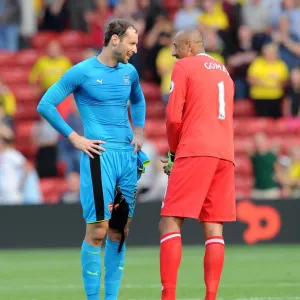 Petr Cech (Arsenal) Heurelho Gomes (Watford). Watford 1: 3 Arsenal. Premier League