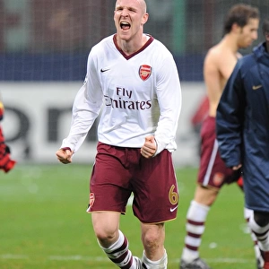 Philippe Senderos (Arsenal) celebrates at the end of the match
