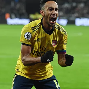 Pierre-Emerick Aubameyang Scores Third Goal: West Ham United vs. Arsenal FC, Premier League 2019-20