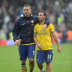 Podolski and Cazorla Celebrate Arsenal's Victory over Fulham (2013-14) Podolski and Cazorla Celebrate Arsenal's Victory over Fulham (2013-14)