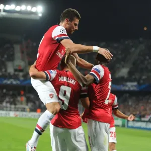 Podolski, Diaby, and Giroud: Arsenal's Goal Celebration in Montpellier (2012-13) Podolski, Diaby, and Giroud: Arsenal's Goal Celebration in Montpellier (2012-13)