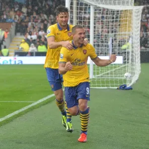 Podolski and Giroud Celebrate Arsenal's Third Goal vs Fulham (2013-14) Podolski and Giroud Celebrate Arsenal's Third Goal vs Fulham (2013-14)