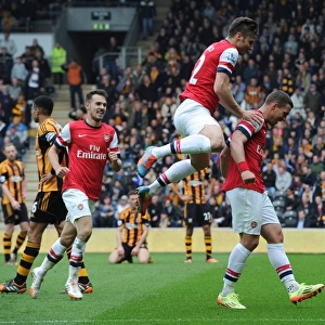 Podolski, Giroud, and Ramsey: Celebrating Arsenal's Victory over Hull City (April 2014)