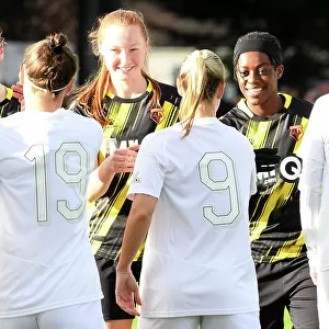 Pre-Match Moment: Katie Reid and Michelle Agyemang of Watford at Arsenal Women vs. Watford Women FA Cup Match