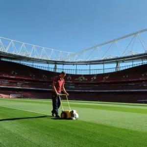 Preparing the Emirates Stadium Turf: Arsenal's Premier League Battle against Sunderland Preparing the Emirates Stadium Turf: Arsenal's Premier League Battle against Sunderland