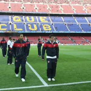 Print of Craig Eastmond and Fran Merida in action at the Nou Camp Print of Craig Eastmond and Fran Merida in action at the Nou Camp