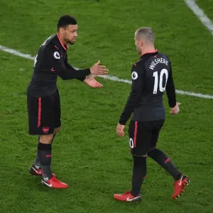 Print of Francis Coquelin and Jack Wilshere in action Print of Francis Coquelin and Jack Wilshere in action