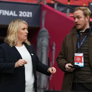Print of Jonas Eidevall and Emma Hayes at the 2021 FA Women's Cup Final Print of Jonas Eidevall and Emma Hayes at the 2021 FA Women's Cup Final