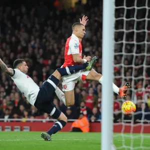 Print of Kieran Gibbs scoring for Arsenal