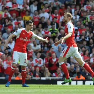 Print of Per Mertesacker and Granit Xhaka at Emirates Stadium Print of Per Mertesacker and Granit Xhaka at Emirates Stadium
