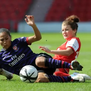 Print of Rachel Yankey and Angharad James in action Print of Rachel Yankey and Angharad James in action