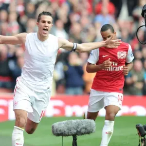 Print of Robin van Persie scoring a goal