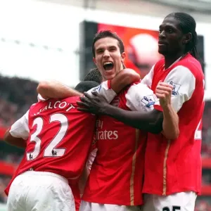 Print of Robin van Persie's Goal Celebration in the Barclays Premier League