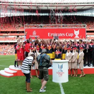 Print of Thierry Henry lifting the Emirates Cup Trophy