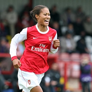 Rachel Yankey celebrates scoring a goal for Arsenal. Arsenal Ladies 9: 0 ZFK Masinac
