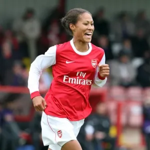 Rachel Yankey celebrates scoring a goal for Arsenal. Arsenal Ladies 9: 0 ZFK Masinac Rachel Yankey celebrates scoring a goal for Arsenal. Arsenal Ladies 9: 0 ZFK Masinac