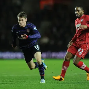 Ramsey Outruns Puncheon: Southampton vs. Arsenal, Premier League, 2012-13 Ramsey Outruns Puncheon: Southampton vs. Arsenal, Premier League, 2012-13