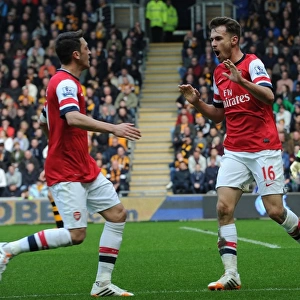 Ramsey and Ozil Celebrate Goal: Hull City vs. Arsenal, Premier League 2013/14