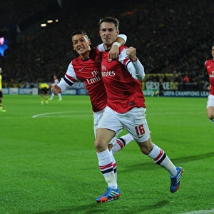 Ramsey and Ozil's Goal Celebration: Borussia Dortmund vs Arsenal, UEFA Champions League, 2013