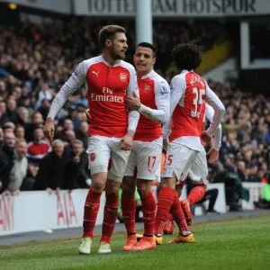 Ramsey and Sanchez: Unstoppable Arsenal Duo Celebrate Goal Against Tottenham, 2015-16 Premier League