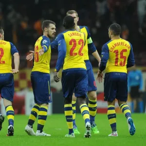 Ramsey and Sanogo Celebrate Arsenal's Champions League Goals Against Galatasaray Ramsey and Sanogo Celebrate Arsenal's Champions League Goals Against Galatasaray
