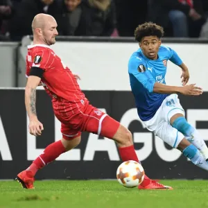Reiss Nelson vs. Konstantin Rausch: Battle in the Europa League between FC Koln and Arsenal FC Reiss Nelson vs. Konstantin Rausch: Battle in the Europa League between FC Koln and Arsenal FC