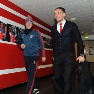 A Reunion on the Field: Podolski and Schweinsteiger Before the Arsenal-Bayern UEFA Champions League Clash, 2014 A Reunion on the Field: Podolski and Schweinsteiger Before the Arsenal-Bayern UEFA Champions League Clash, 2014